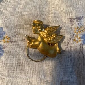 Fierce Vintage Matte Gold-Tone Angel Brooch Pin